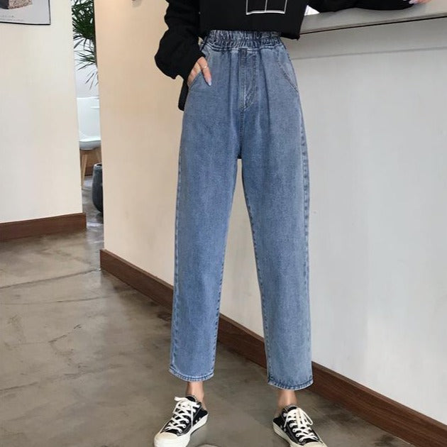 Ankle-Length Jeans With Elastic Waist