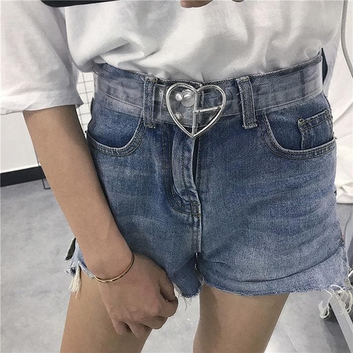Transparent Belt with Heart Buckle - Asian Fashion Lianox