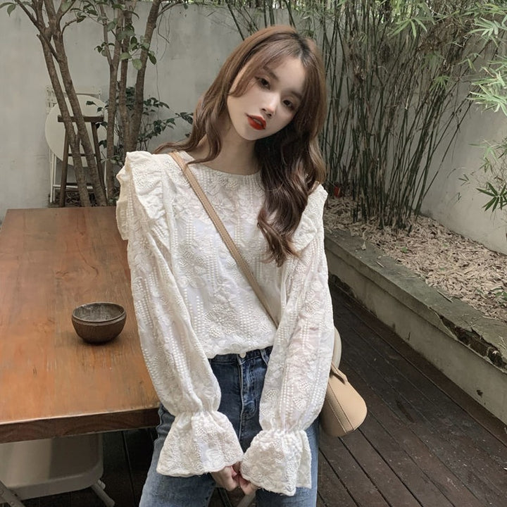 See-Through Blouse With Flare Sleeves