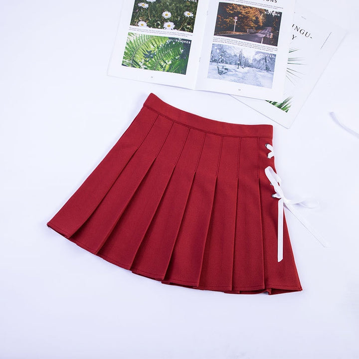 Pleated Mini Skirt With Lace-Up Side