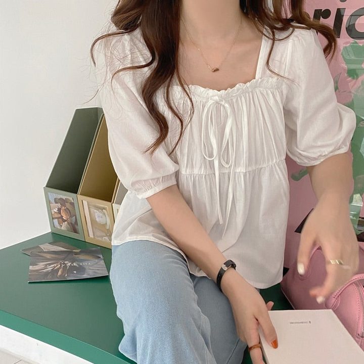 Ruffled Blouse With Puffed Short Sleeves (S to 4XL!)