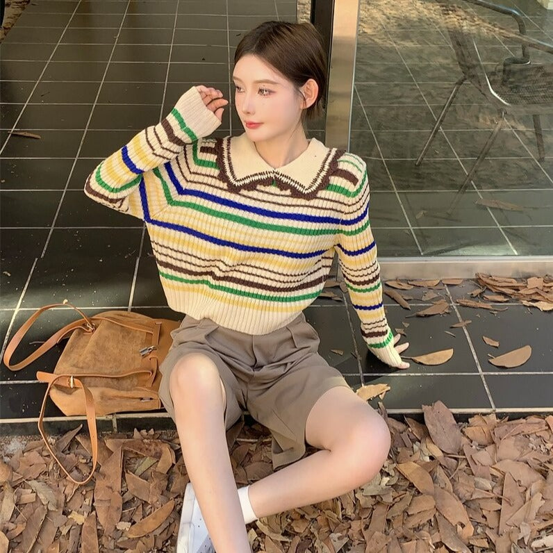 Striped Pullover With Peter Pan Collar
