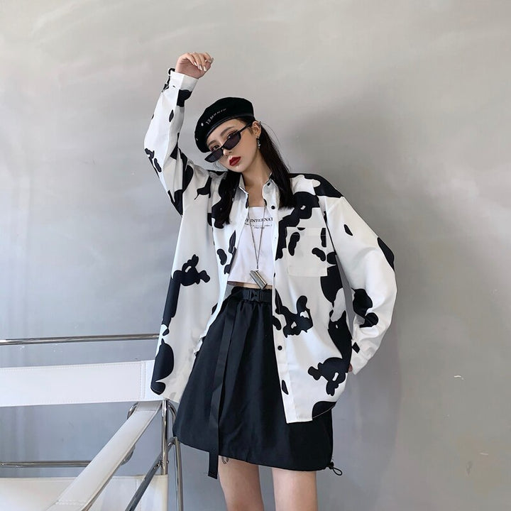 Button-Down Shirt With Cow Print (S-5XL!)