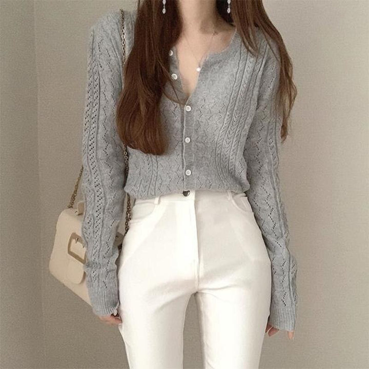 Structured Cardigan With Round Neck
