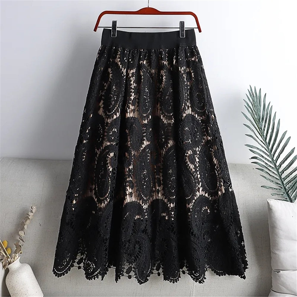 Pleated Lace Skirt (S - 5XL!)