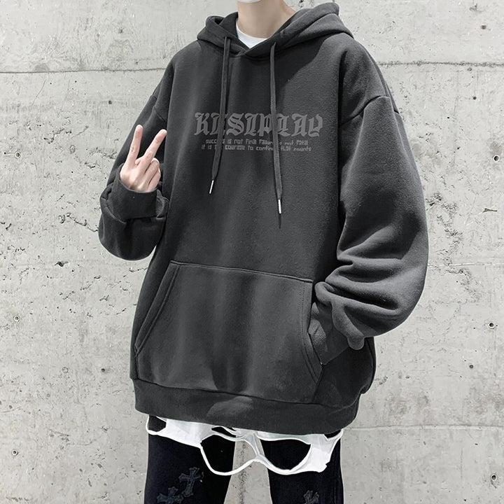 Hoodie With Lettering And Girl Print