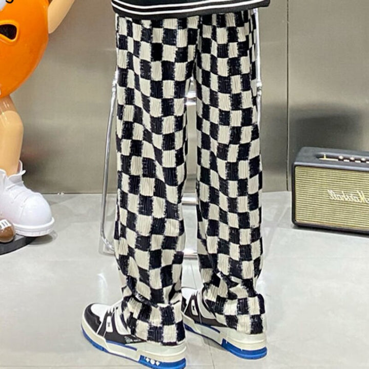 Checkered Pants With Elastic Waist