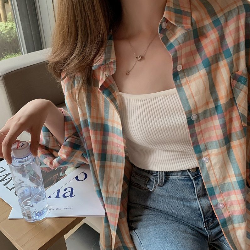 Plaid Blouse With Long Sleeves