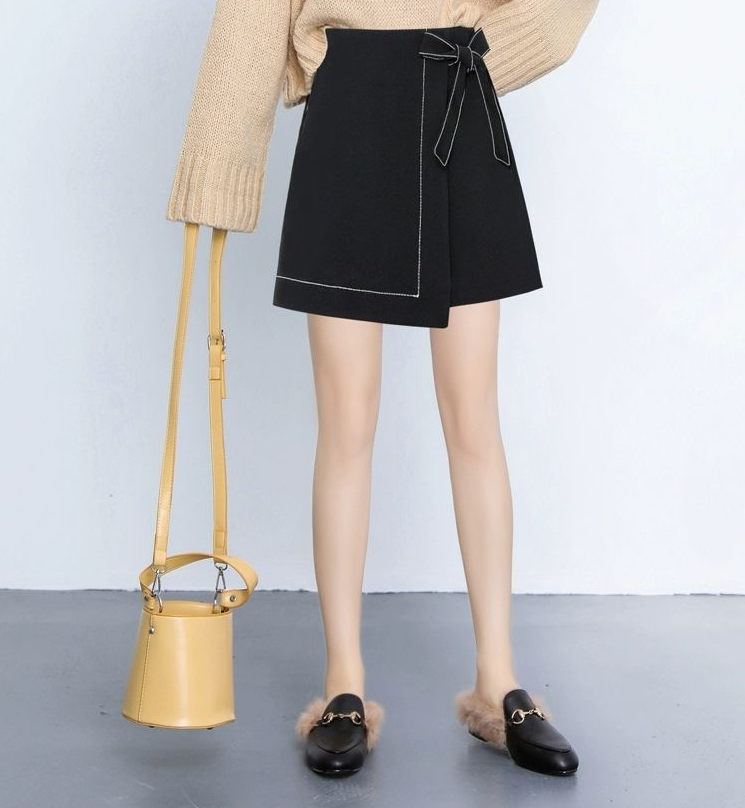 A-Line Skirt With Irregular Hem And Bow