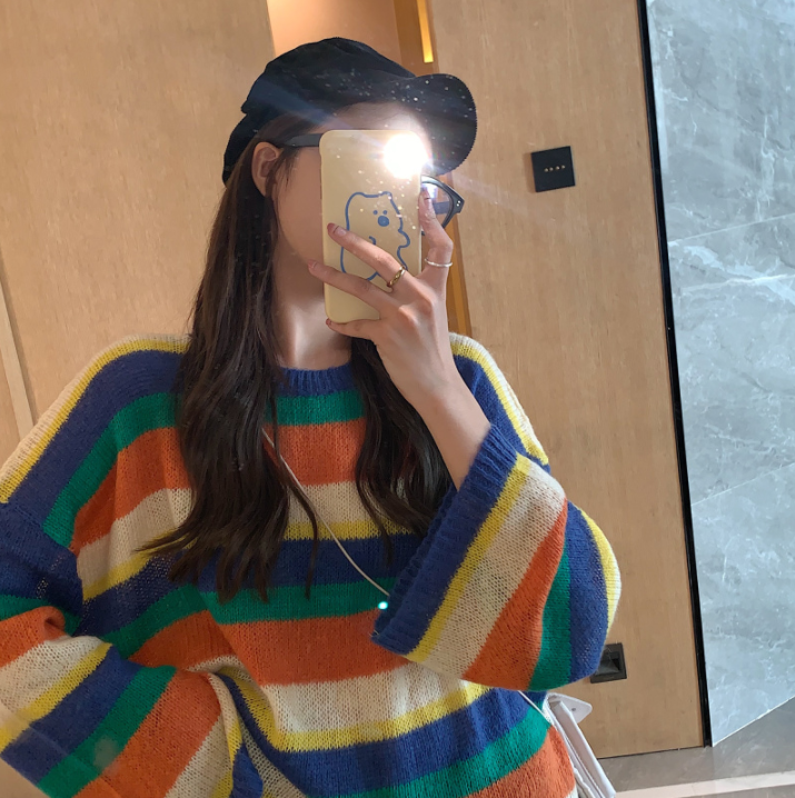 Knit Sweater With Colorful Stripes