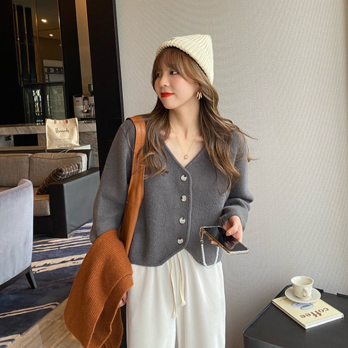 Button-Down Cardigan With V-Neck
