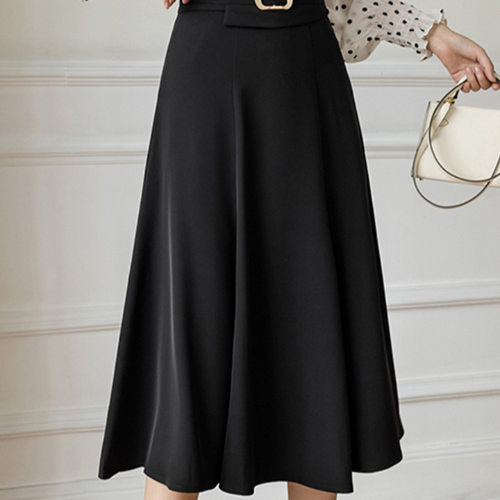 Midi Skirt With A-Line Cut And Pleats