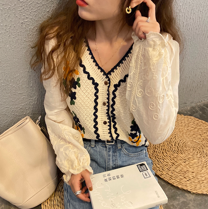 Button-Down Cardigan With Embroidery