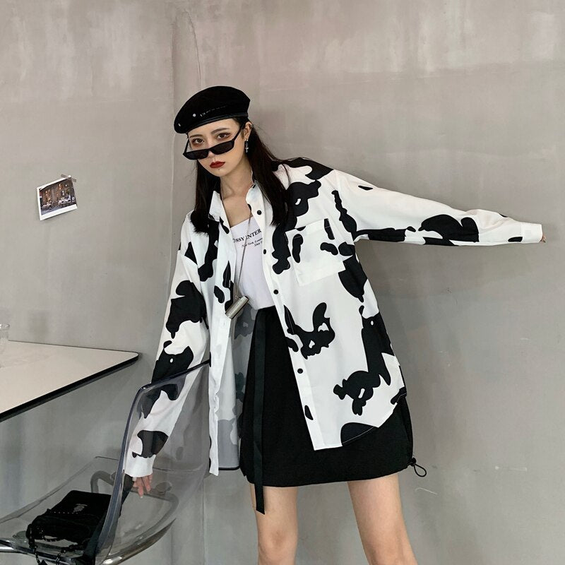 Button-Down Shirt With Cow Print (S-5XL!)