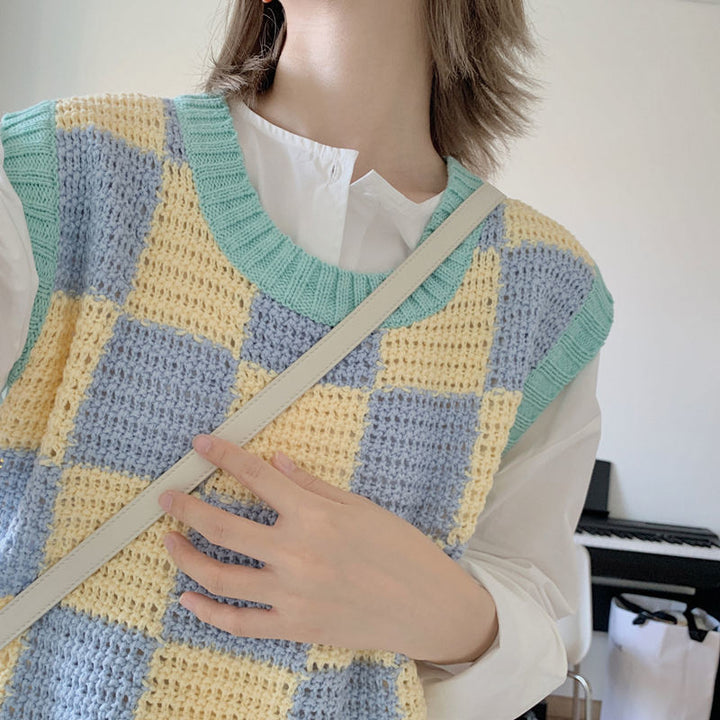 Checkered Pastel Sweater Vest