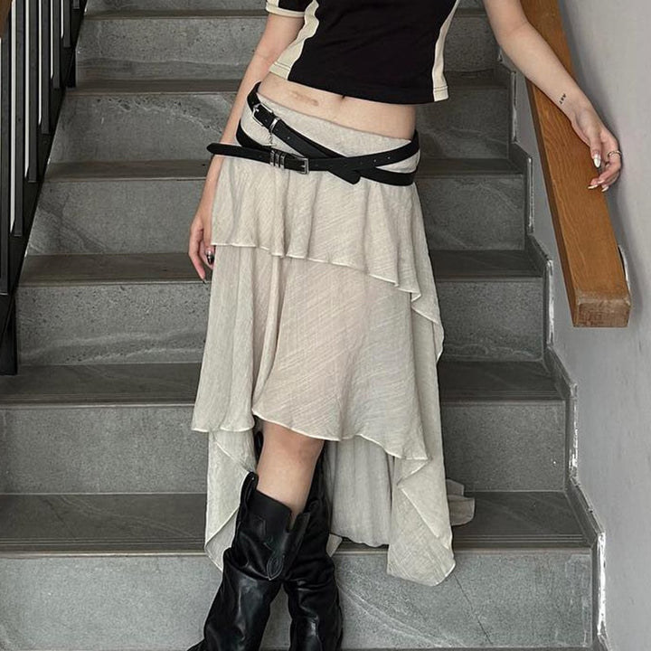 Grunge-Style High Low Skirt With Layers