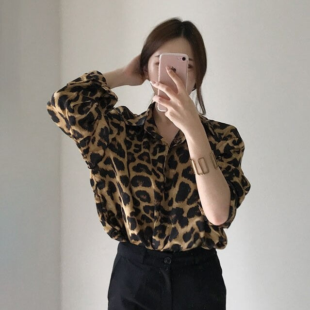 Button-Down Blouse With Leo Pattern