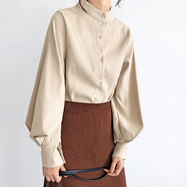 Vintage Style High Neck Blouse - Asian Fashion Lianox