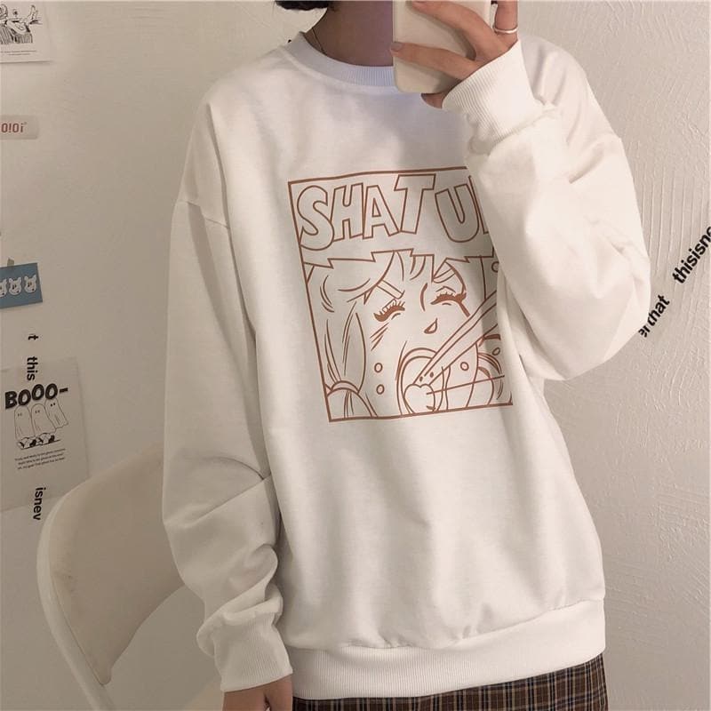 "SHAT UP" Roundneck Sweater - Asian Fashion Lianox