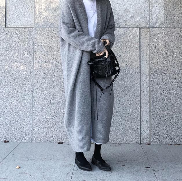 Knitted Long Cardigan - Asian Fashion Lianox