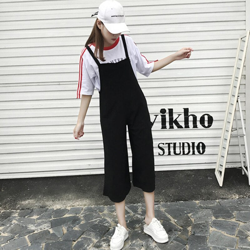 Ankle-Length Dungarees With Wide Legs