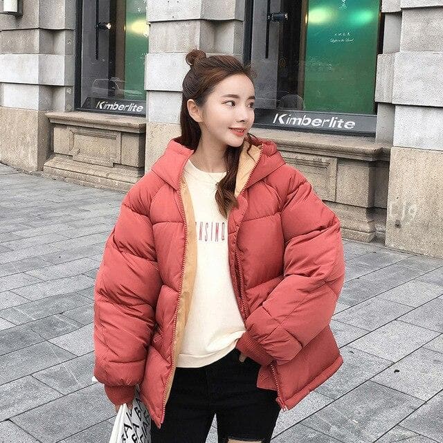 Padded Jacket with Hood - Asian Fashion Lianox