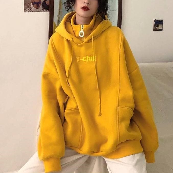 Yellow discount hoodie oversized