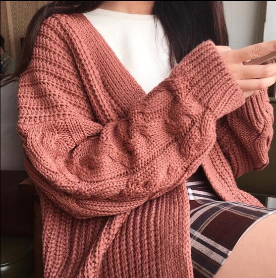 Knit Cardigan - Asian Fashion Lianox