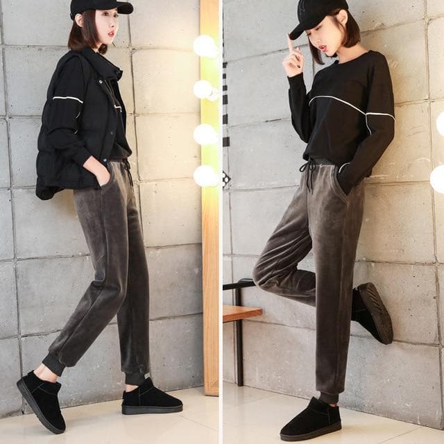 Velvet Leisure Pants - Asian Fashion Lianox