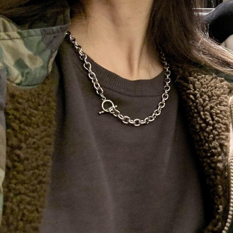 Silver Chain With Clasp - Asian Fashion Lianox