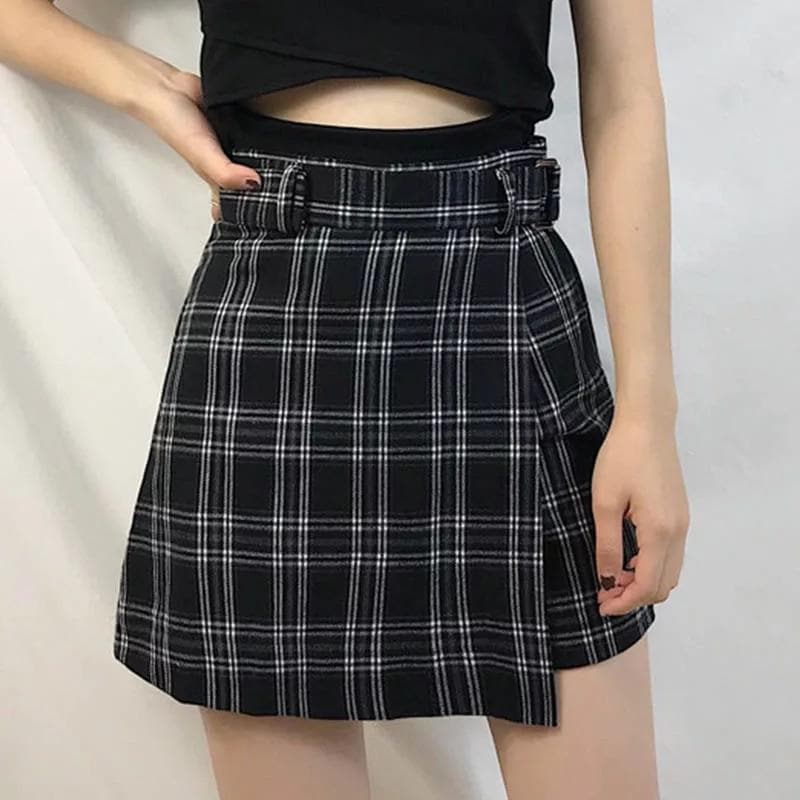 Plaid Skorts (Skirt x Shorts) - Asian Fashion Lianox