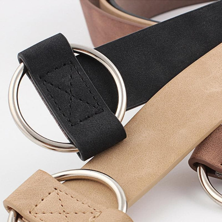 Faux Suede Belt with Round Buckle - Asian Fashion Lianox
