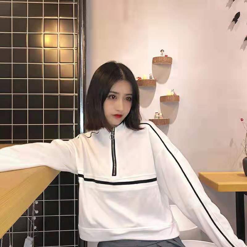 Cropped Sweater with Zip - Asian Fashion Lianox