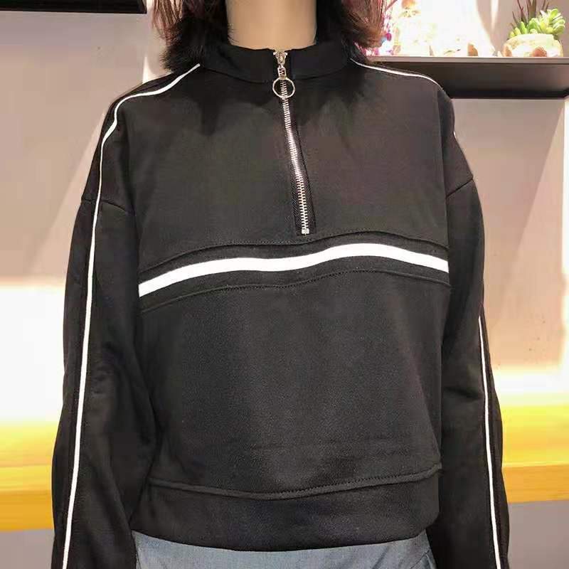 Cropped Sweater with Zip - Asian Fashion Lianox