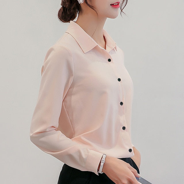 Button-Down Blouse With 3/4 Sleeves