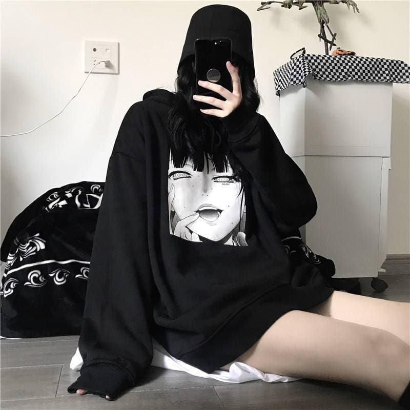 B/W Anime Hoodie - Asian Fashion Lianox