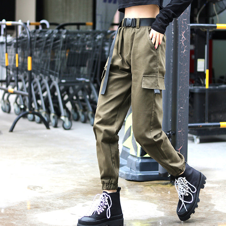 High-Waisted Cargo Pants With Belt