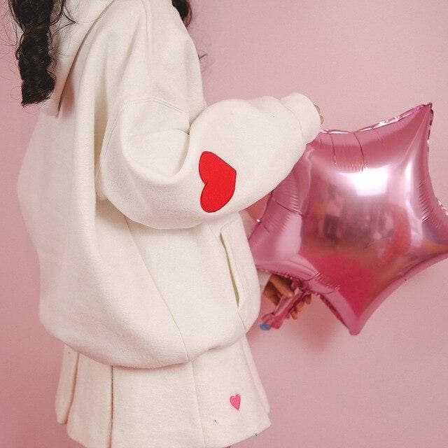 Heart Sleeve Hoodie - Asian Fashion Lianox