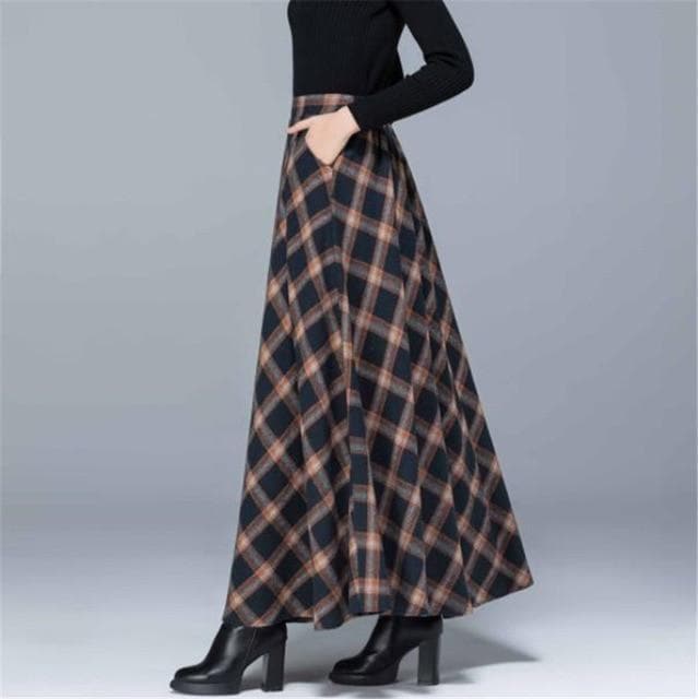 High Waist A-Line Maxi Skirt - Asian Fashion Lianox