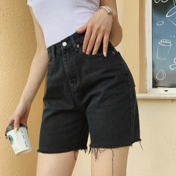 High Waist Shorts With Skinny Leg - Asian Fashion Lianox