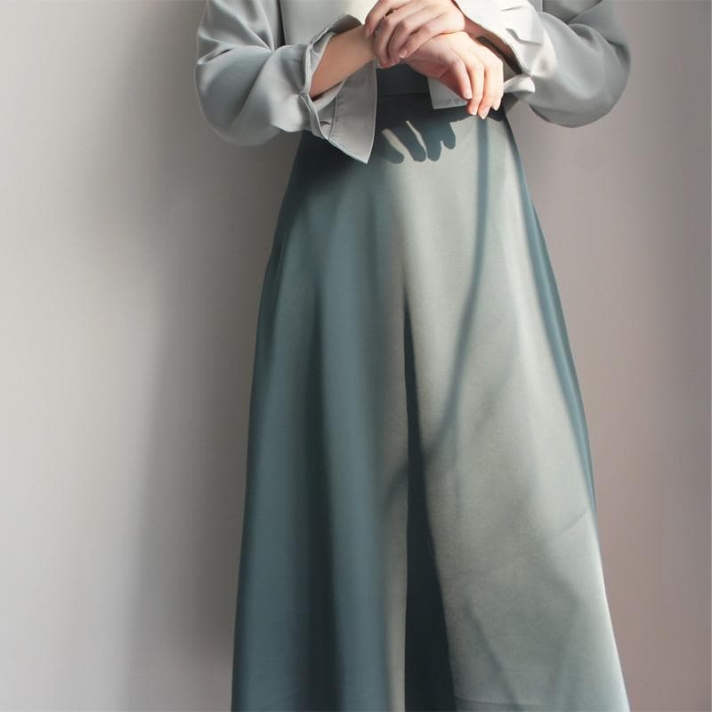High-Waist Satin Skirt - Asian Fashion Lianox
