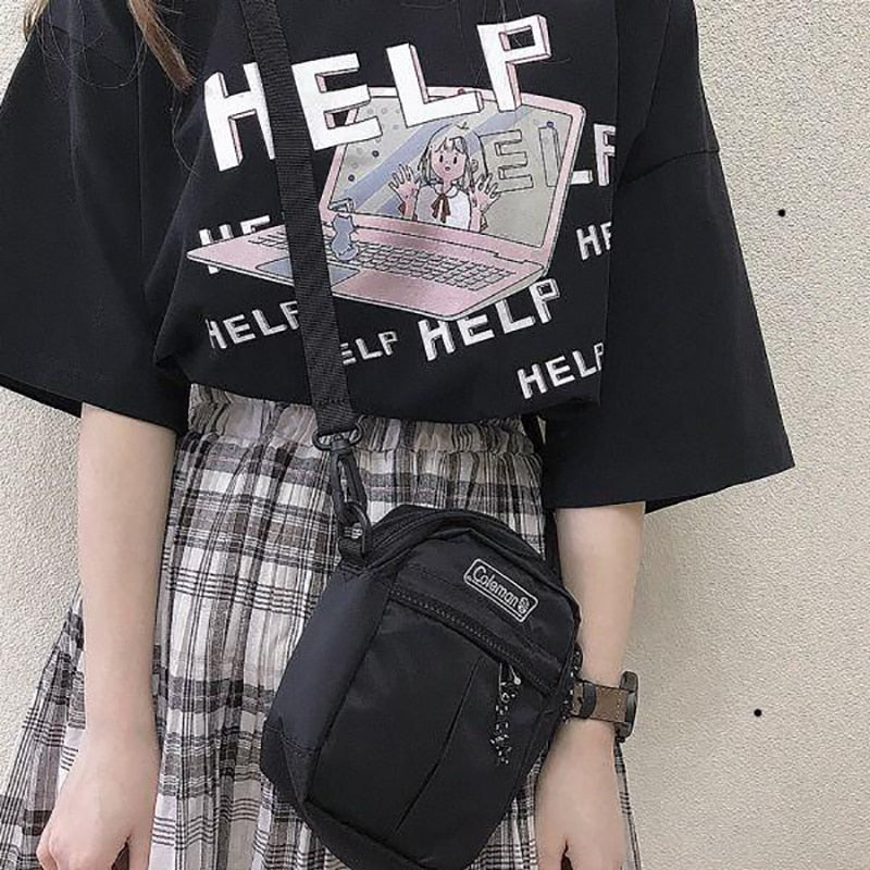 "HELP" T-Shirt With Computer Print
