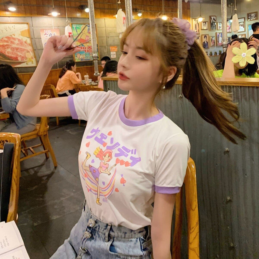 "Wendy" T-Shirt With Japanese Print - Asian Fashion Lianox