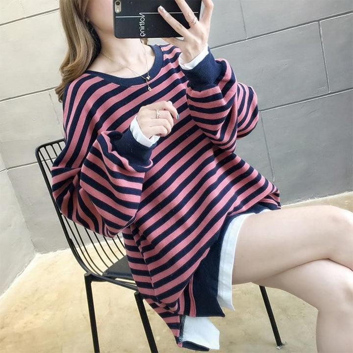 Striped Longsleeve Shirt - Asian Fashion Lianox