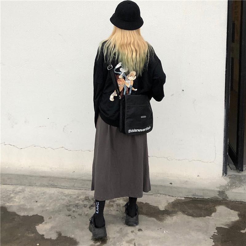 High Waisted Long Skirt - Asian Fashion Lianox