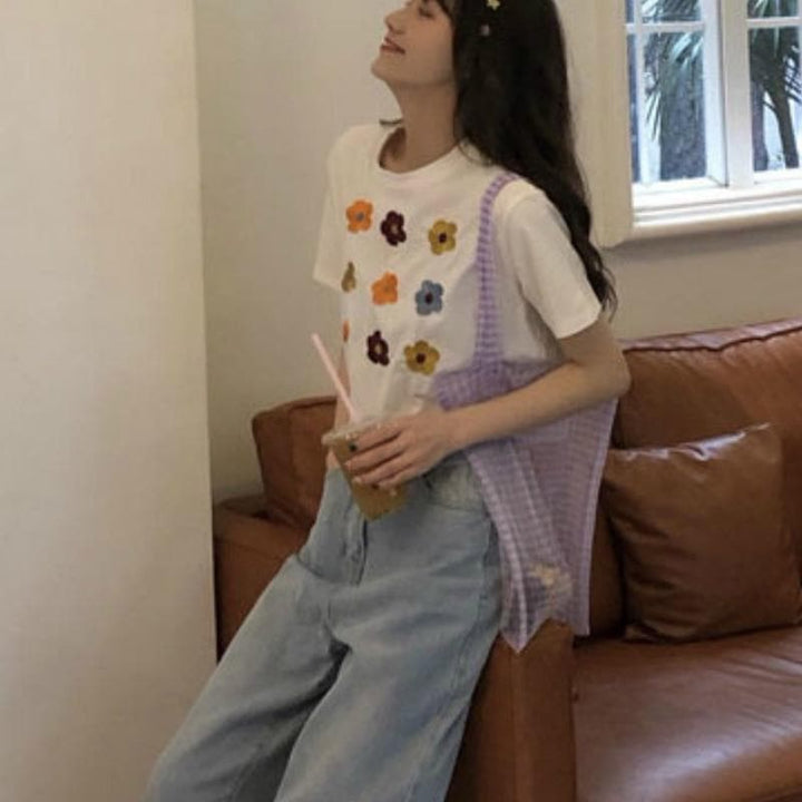 Flower T-Shirt - Asian Fashion Lianox