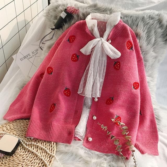 Strawberry Cardigan - Asian Fashion Lianox