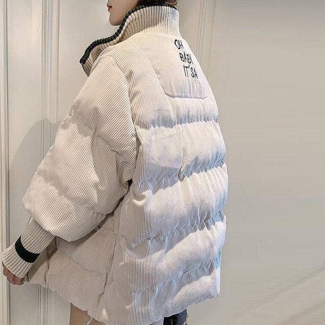 Padded Jacket "OH BABY IT'S A" with Sleeve Details - Asian Fashion Lianox