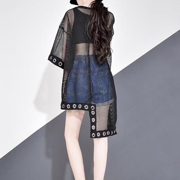 Oversized Net Shirt/Dress - Asian Fashion Lianox