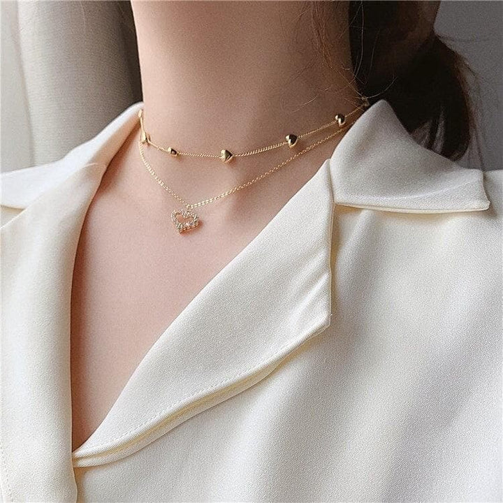 Double Layer Heart Necklace -  Asian Fashion! - Shop Korean & Japanese Fashion on Lianox.